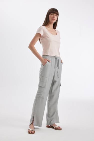 Wide Leg Pocket High Waist Long Length Trousers