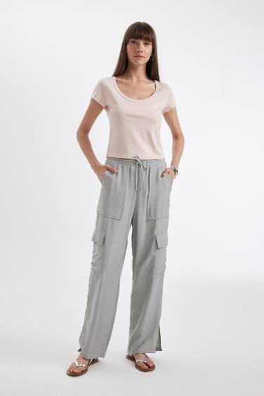 Wide Leg Pocket High Waist Long Length Trousers