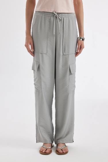 Wide Leg Pocket High Waist Long Length Trousers