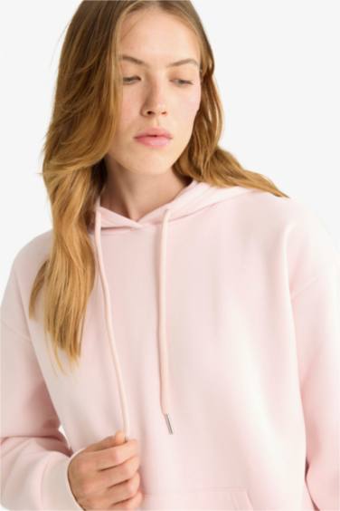 Relax Fit Hooded Basic Thick Fabric Sweatshirt