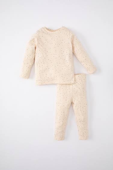 2 piece Regular Fit Crew Neck Polka Dot Knitted Pyjamas