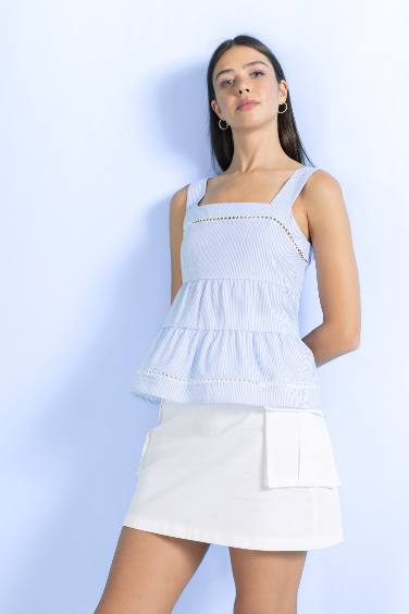 A Cut Gabardine Normal Waist Mini Skirt