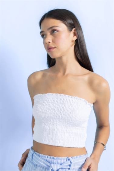 Slim Fit Strapless Cotton Top