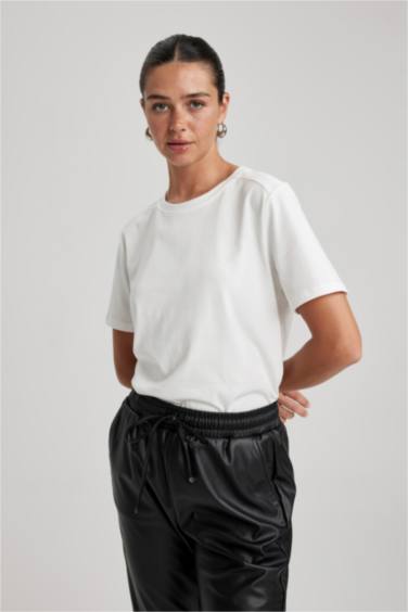 تيشيرت قطن نص ردن قصة عادية بياخة مستديرة