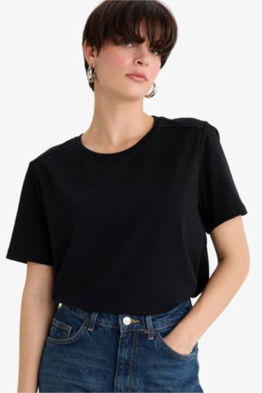 Regular Fit Bisiklet Yaka Basic Düz Premium Kısa Kollu Tişört