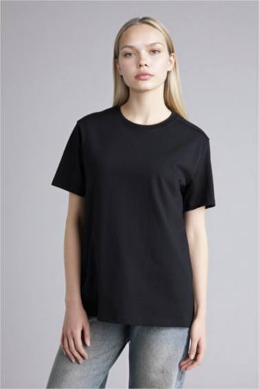 تيشيرت نص ردن بيزك سادة قصة عادية بياخة مستديرة