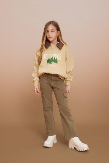 Girl Oversize Fit Nature Printed Soft Fluffy Thick Sweatshirt