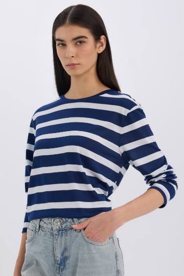 Regular Fit Crew Neck Striped Casual T-Shirt