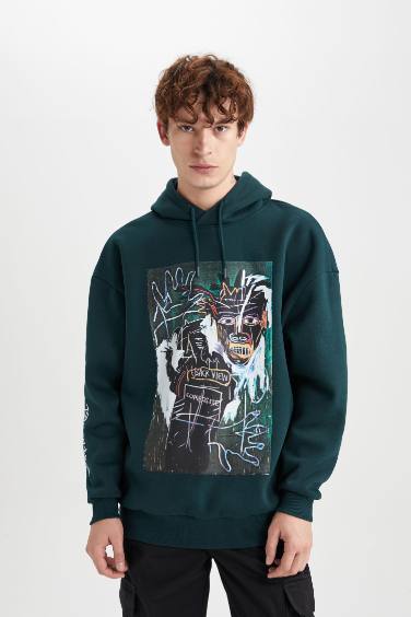 Oversize Fit Jean-Michel Basquiat Licensed Printed Long Sleeve Sweatshirt