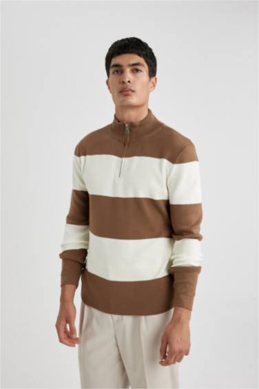 Пуловер стандартного крою з коміром стійкою трикотажний для чоловіків