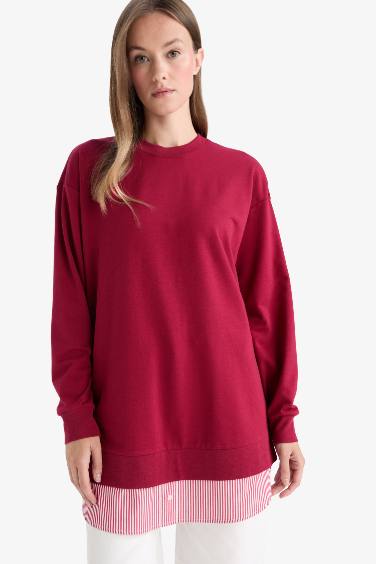 Regular Fit Crew Neck Sweatshirt Fabric Tunic