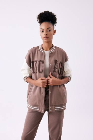 DeFactoFit College Collar Oversize Fit Thick Bomber Jacket