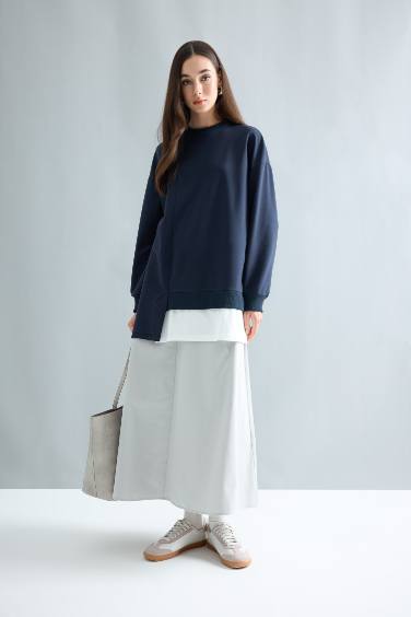 A Cut Gabardine Maxi Skirt