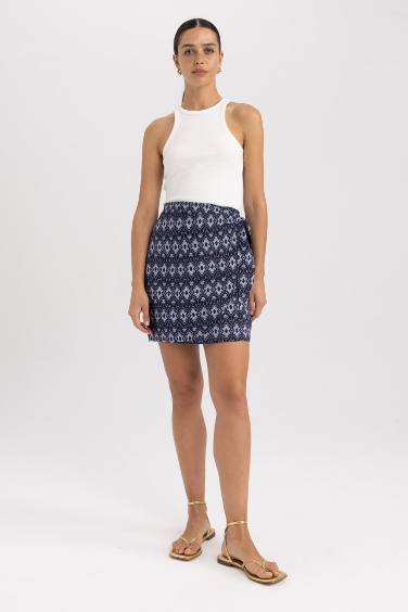 Jupe En Tissés imprimée à Taille Normale