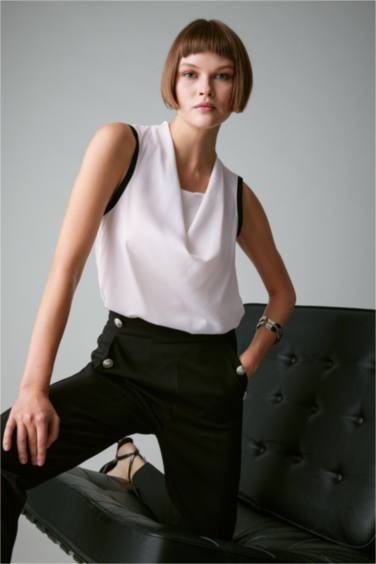 Chemisier Coupe Slim Sans Manches
