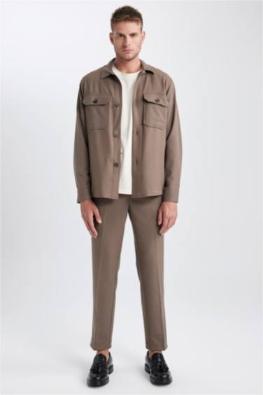 Regular Fit Polo Neck Long Sleeve Shirt Jacket