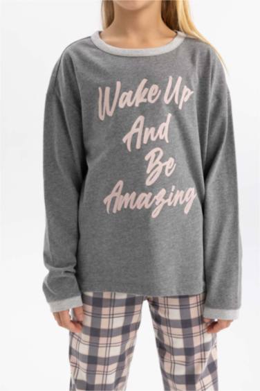 Pyjama Carreaux à Manches Longues Pour Fille