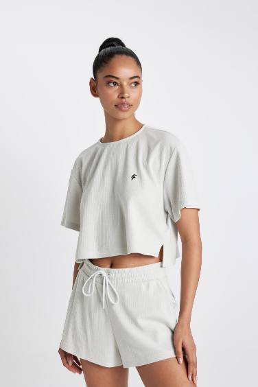 DeFactoFit Crew Neck Sports Crop T-Shirt