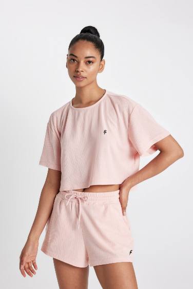 DeFactoFit Crew Neck Sports Crop T-Shirt