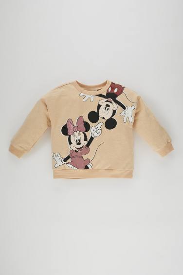 Kız Bebek Disney Mickey & Minnie Bisiklet Yaka Sweatshirt