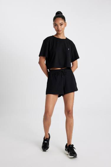 DeFactoFit Standard Fit Straight Leg Ribbed Shorts