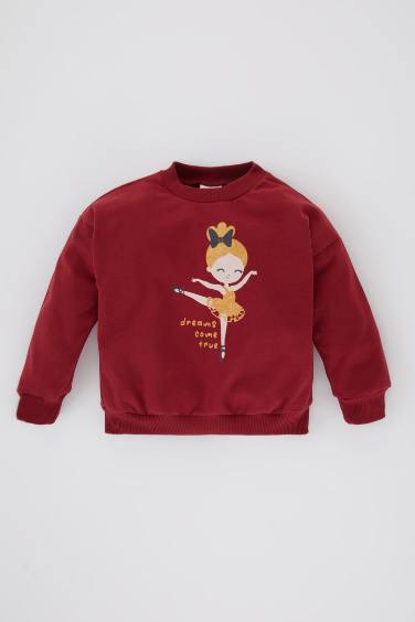 Baby Girl Crew Neck Ballerina Printed Sweatshirt