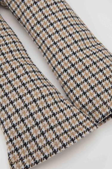 Baby Girl Flare Fit Checked Elastic Waist Trousers