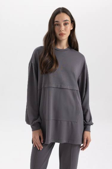 Regular Fit Crew Neck Long Sleeve Tunic