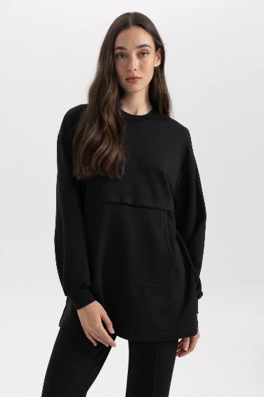 Regular Fit Crew Neck Long Sleeve Tunic