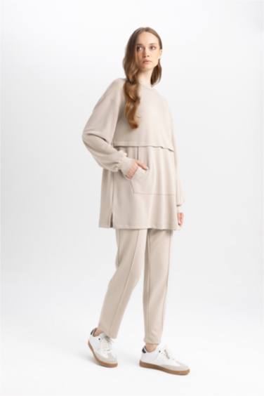 Regular Fit Rahat Kalıp Basic Düz Fitilli Çift Cepli Casual Pantolon