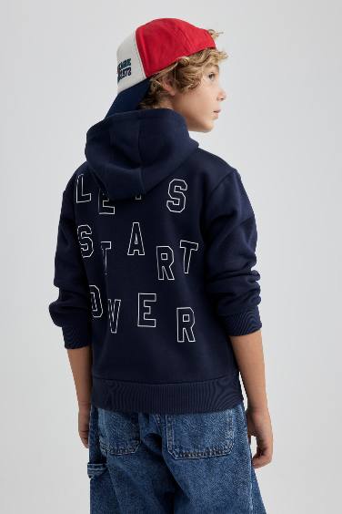 Sweat- Shirt Coupe Régulière Encapuchonné Avec Poche