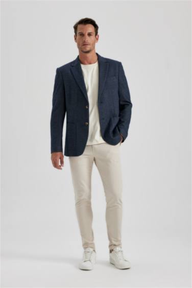 بليزر قصة عادية بياقة جاكيت مبطن