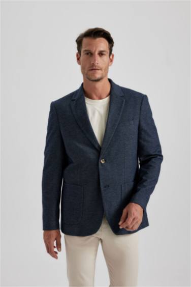 بليزر قصة عادية بياقة جاكيت مبطن