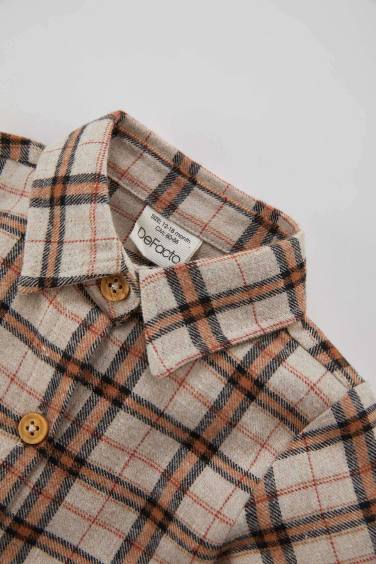 Regular Fit Plaid Long Sleeve Woven Dress