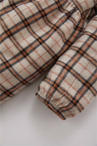 Regular Fit Plaid Long Sleeve Woven Dress