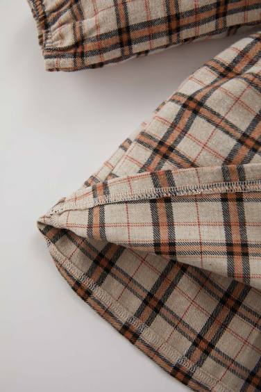 Regular Fit Plaid Long Sleeve Woven Dress