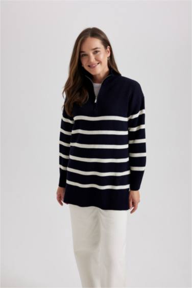 Tunique Coupe Régulière Col Polo à Rayures