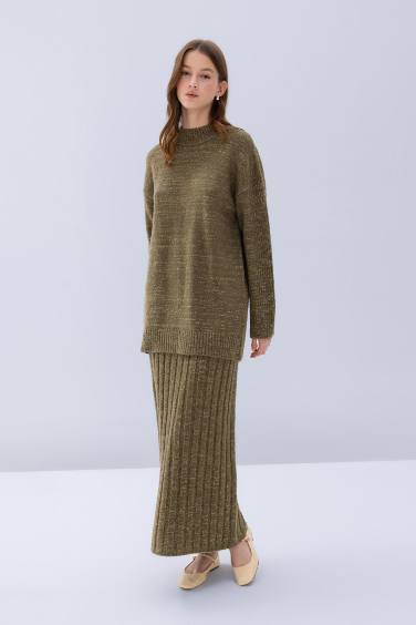 Jupe longue en Tricot  taille régulière