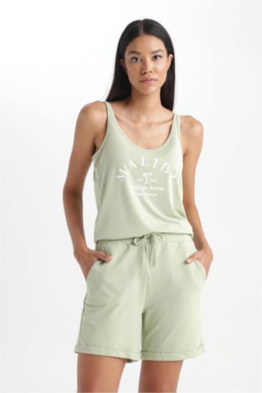 Regular Fit Slogan Crew Neck Sleeveless Tank Top