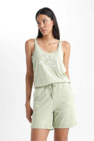 Regular Fit Slogan Crew Neck Sleeveless Tank Top