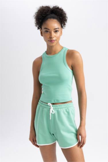 DeFactoFit Crew Neck Rib Sports Crop Top