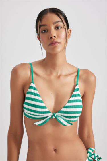 Regular Fit Striped Ribana Bikini Top