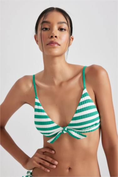 Regular Fit Striped Ribana Bikini Top