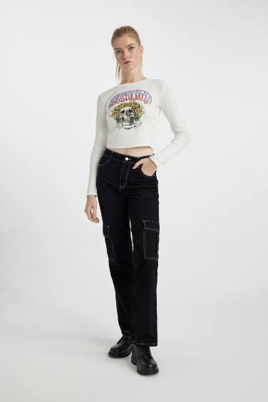 Брюки карго прямого кроя из габардина, Coool