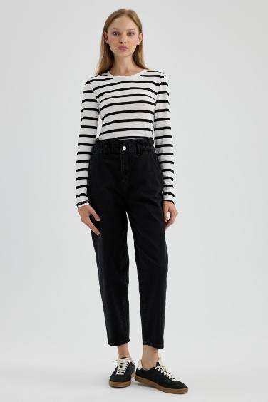 Paperbag High Waist Ankle Length Jeans