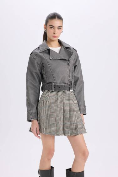 Relax Fit Faux Leather Faux Leather Jacket