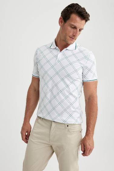 Slim Fit Printed Short Sleeve Polo T-Shirt