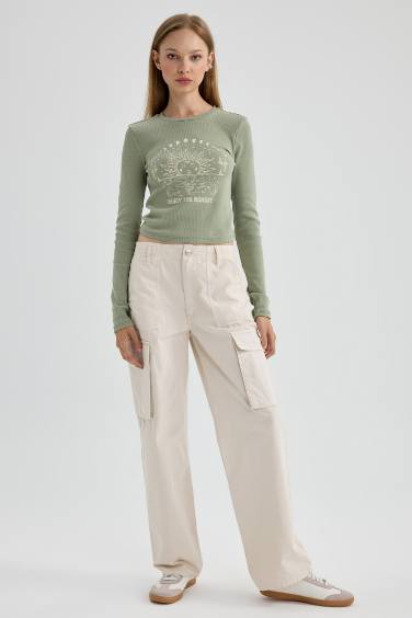 Straight Fit Standard Gabardine Cargo Trousers