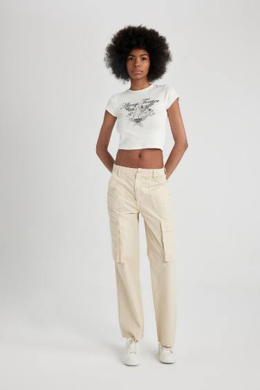 Straight Fit High Waist Standard Length Cargo Pants