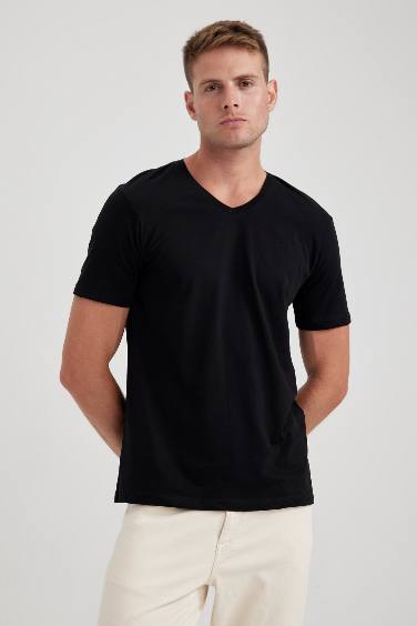 Slim Fit V-Neck Cotton T-Shirt